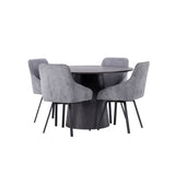 Jídelní stůl Lanzo φ120 - Mocca/Mocca +Jídelní židle Rosie - Černá / Tmavě šedá látka _4