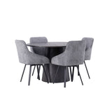 Jídelní stůl Lanzo φ120 - Mocca/Mocca +Jídelní židle Rosie - Černá / Tmavě šedá látka _4