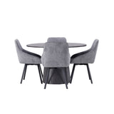 Jídelní stůl Lanzo φ120 - Mocca/Mocca +Jídelní židle Rosie - Černá / Tmavě šedá látka _4