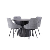 Jídelní stůl Lanzo φ120 - Mocca/Mocca +Jídelní židle Rosie - Černá / Tmavě šedá látka _4