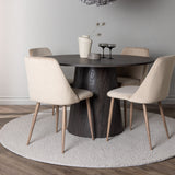 Jídelní stůl Lanzo φ120 - Mocca/Mocca + Noční jídelní židle - Tmavý ořech / Mocca / Hnědá látka _4