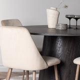 Jídelní stůl Lanzo φ120 - Mocca/Mocca + Noční jídelní židle - Tmavý ořech / Mocca / Hnědá látka _4