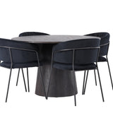 Lanzo jídelní stůl φ120 - Mocca/Mocca + Jídelní židle Selma - Černá / Black Velvet _4