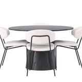 Jídelní stůl Lanzo φ120 - Mocca/Mocca +Chico jídelní židle - Černá / Bílá Boucle _4