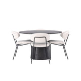 Jídelní stůl Lanzo φ120 - Mocca/Mocca +Chico jídelní židle - Černá / Bílá Boucle _4