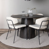 Jídelní stůl Lanzo φ120 - Mocca/Mocca +Chico jídelní židle - Černá / Bílá Boucle _4