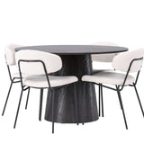 Jídelní stůl Lanzo φ120 - Mocca/Mocca +Chico jídelní židle - Černá / Bílá Boucle _4