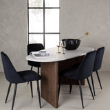 Grönvik Jídelní stůl 180*75 - Mocca / Offwhite Concretelook MDF + Noční jídelní židle - Černá / Black Velvet _4