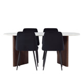 Grönvik Jídelní stůl 180*75 - Mocca / Offwhite Concretelook MDF + Noční jídelní židle - Černá / Black Velvet _4