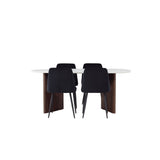 Grönvik Jídelní stůl 180*75 - Mocca / Offwhite Concretelook MDF + Noční jídelní židle - Černá / Black Velvet _4