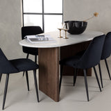 Grönvik Jídelní stůl 180*75 - Mocca / Offwhite Concretelook MDF + Noční jídelní židle - Černá / Black Velvet _4