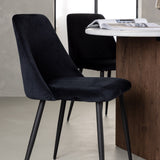 Grönvik Jídelní stůl 180*75 - Mocca / Offwhite Concretelook MDF + Noční jídelní židle - Černá / Black Velvet _4