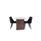 Grönvik Jídelní stůl 180*75 - Mocca / Offwhite Concretelook MDF + Noční jídelní židle - Černá / Black Velvet _4