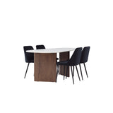 Grönvik Jídelní stůl 180*75 - Mocca / Offwhite Concretelook MDF + Noční jídelní židle - Černá / Black Velvet _4