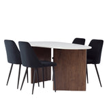 Grönvik Jídelní stůl 180*75 - Mocca / Offwhite Concretelook MDF + Noční jídelní židle - Černá / Black Velvet _4