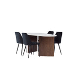 Grönvik Jídelní stůl 180*75 - Mocca / Offwhite Concretelook MDF + Noční jídelní židle - Černá / Black Velvet _4
