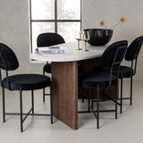 Jídelní stůl Grönvik 180*75 - Mocca / Offwhite Concretelook MDF + Jídelní židle Stella - Černá / Black Velvet _4