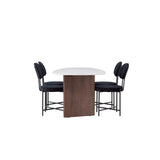 Jídelní stůl Grönvik 180*75 - Mocca / Offwhite Concretelook MDF + Jídelní židle Stella - Černá / Black Velvet _4