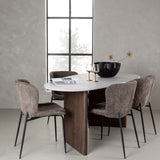 Jídelní stůl Grönvik 180*75 - Mocca / Offwhite Concretelook MDF + Jídelní židle Modesto - šedá / kouřová černá Boucle _4