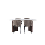 Jídelní stůl Grönvik 180*75 - Mocca / Offwhite Concretelook MDF + Jídelní židle Modesto - šedá / kouřová černá Boucle _4