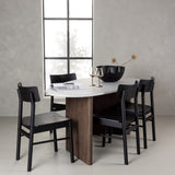 Jídelní stůl Grönvik 180*75 - Mocca / Offwhite Concretelook MDF + Jídelní židle Montros - Přírodní / Přírodní kaučukové dřevo _4