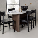 Jídelní stůl Grönvik 180*75 - Mocca / Offwhite Concretelook MDF + Jídelní židle Montros - Přírodní / Přírodní kaučukové dřevo _4