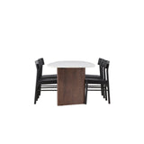 Jídelní stůl Grönvik 180*75 - Mocca / Offwhite Concretelook MDF + Jídelní židle Montros - Přírodní / Přírodní kaučukové dřevo _4