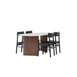 Jídelní stůl Grönvik 180*75 - Mocca / Offwhite Concretelook MDF + Jídelní židle Montros - Přírodní / Přírodní kaučukové dřevo _4