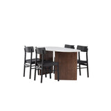 Jídelní stůl Grönvik 180*75 - Mocca / Offwhite Concretelook MDF + Jídelní židle Montros - Přírodní / Přírodní kaučukové dřevo _4