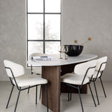 Jídelní stůl Grönvik 180*75 - Mocca / Offwhite Concretelook MDF +Chico Jídelní židle - Černá / Bílá Boucle _4