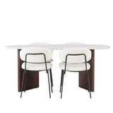 Jídelní stůl Grönvik 180*75 - Mocca / Offwhite Concretelook MDF +Chico Jídelní židle - Černá / Bílá Boucle _4
