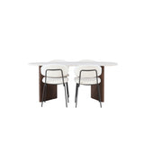 Jídelní stůl Grönvik 180*75 - Mocca / Offwhite Concretelook MDF +Chico Jídelní židle - Černá / Bílá Boucle _4