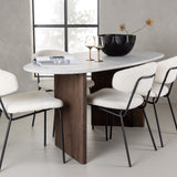 Jídelní stůl Grönvik 180*75 - Mocca / Offwhite Concretelook MDF +Chico Jídelní židle - Černá / Bílá Boucle _4