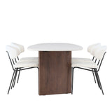 Jídelní stůl Grönvik 180*75 - Mocca / Offwhite Concretelook MDF +Chico Jídelní židle - Černá / Bílá Boucle _4