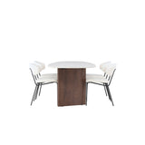 Jídelní stůl Grönvik 180*75 - Mocca / Offwhite Concretelook MDF +Chico Jídelní židle - Černá / Bílá Boucle _4