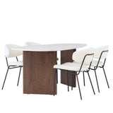 Jídelní stůl Grönvik 180*75 - Mocca / Offwhite Concretelook MDF +Chico Jídelní židle - Černá / Bílá Boucle _4