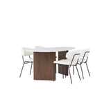 Jídelní stůl Grönvik 180*75 - Mocca / Offwhite Concretelook MDF +Chico Jídelní židle - Černá / Bílá Boucle _4