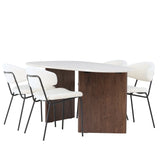 Jídelní stůl Grönvik 180*75 - Mocca / Offwhite Concretelook MDF +Chico Jídelní židle - Černá / Bílá Boucle _4