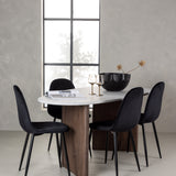 Jídelní stůl Grönvik 180*75 - Mocca / Offwhite Concretelook MDF + Polar Jídelní židle - Černé nohy / Black Velvet _4