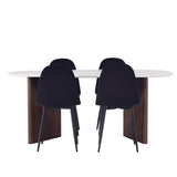 Jídelní stůl Grönvik 180*75 - Mocca / Offwhite Concretelook MDF + Polar Jídelní židle - Černé nohy / Black Velvet _4
