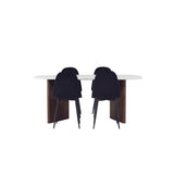 Jídelní stůl Grönvik 180*75 - Mocca / Offwhite Concretelook MDF + Polar Jídelní židle - Černé nohy / Black Velvet _4