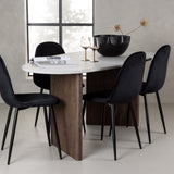 Jídelní stůl Grönvik 180*75 - Mocca / Offwhite Concretelook MDF + Polar Jídelní židle - Černé nohy / Black Velvet _4