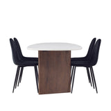 Jídelní stůl Grönvik 180*75 - Mocca / Offwhite Concretelook MDF + Polar Jídelní židle - Černé nohy / Black Velvet _4