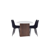 Jídelní stůl Grönvik 180*75 - Mocca / Offwhite Concretelook MDF + Polar Jídelní židle - Černé nohy / Black Velvet _4