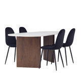 Jídelní stůl Grönvik 180*75 - Mocca / Offwhite Concretelook MDF + Polar Jídelní židle - Černé nohy / Black Velvet _4