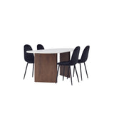 Jídelní stůl Grönvik 180*75 - Mocca / Offwhite Concretelook MDF + Polar Jídelní židle - Černé nohy / Black Velvet _4
