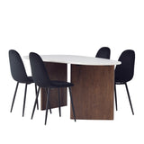 Jídelní stůl Grönvik 180*75 - Mocca / Offwhite Concretelook MDF + Polar Jídelní židle - Černé nohy / Black Velvet _4