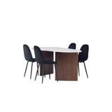 Jídelní stůl Grönvik 180*75 - Mocca / Offwhite Concretelook MDF + Polar Jídelní židle - Černé nohy / Black Velvet _4