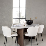 Jídelní stůl Grönvik 180*75 - Mocca / Offwhite Concretelook MDF + Jídelní židle Edina - Černá / Bílá Boucle _4