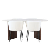 Jídelní stůl Grönvik 180*75 - Mocca / Offwhite Concretelook MDF + Jídelní židle Edina - Černá / Bílá Boucle _4